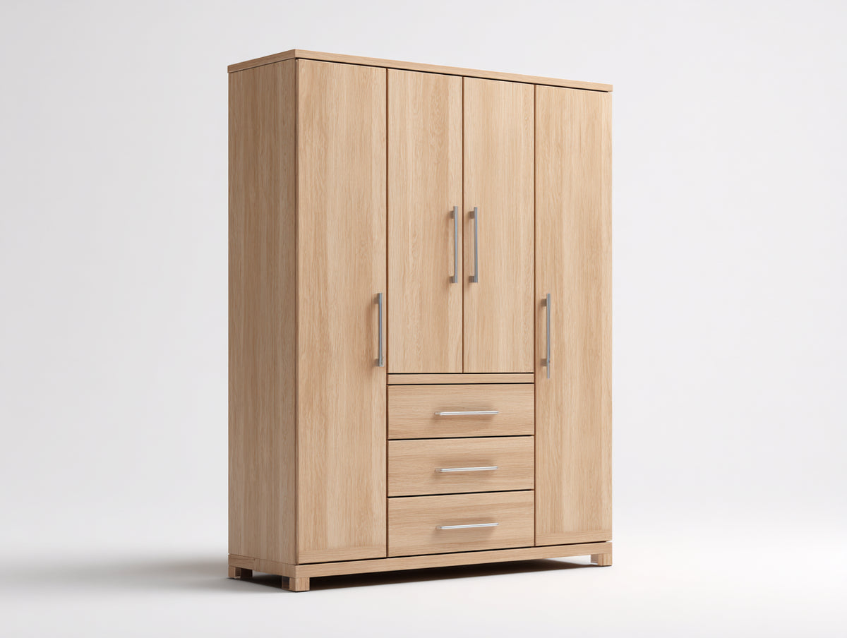 Armadio - Legno composito - 158 x 56 x 205 cm - Rovere chiaro - Stile minimalista