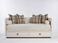 Divano letto - Legno-Tessuto - 205x96x84 cm - Bianco avorio - Stile classico