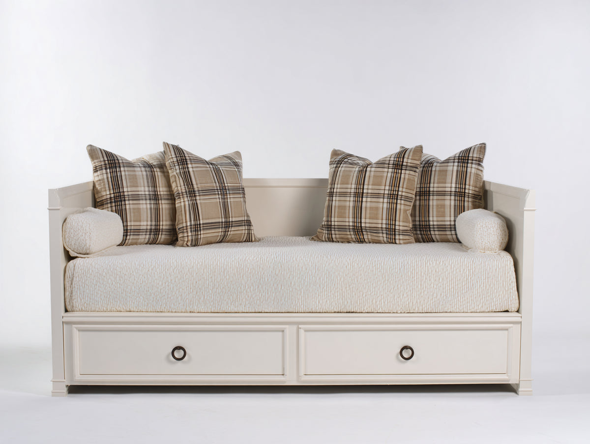 Divano letto - Legno-Tessuto - 205x96x84 cm - Bianco avorio - Stile classico