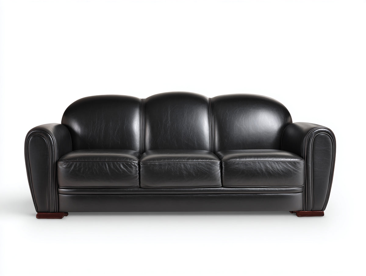 Divani a 3 posti - Pelle sintetica - 240 x 95 x 90 cm - Nero - Stile classico
