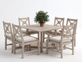 Set da pranzo da esterno - Legno-Tessuto - 160x90x75 cm - Legno sbiancato-Crema - Stile rustico