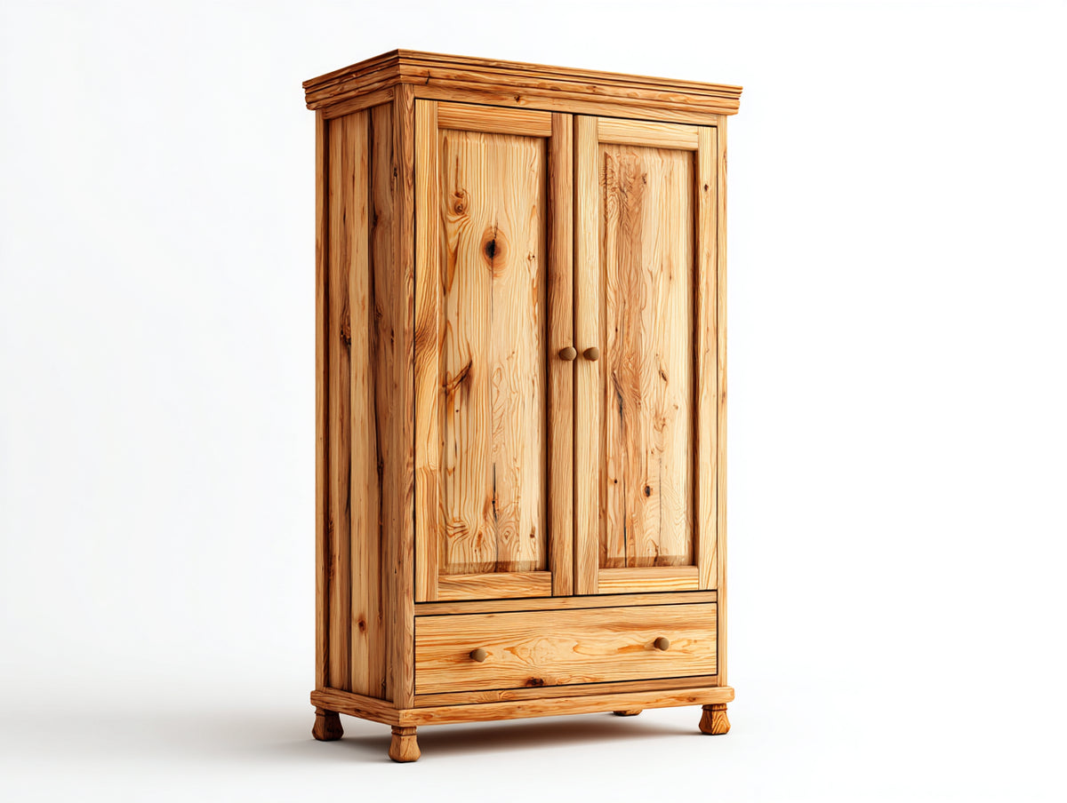 Armadio - Legno - 96 x 55 x 195 cm - Miele - Stile rustico