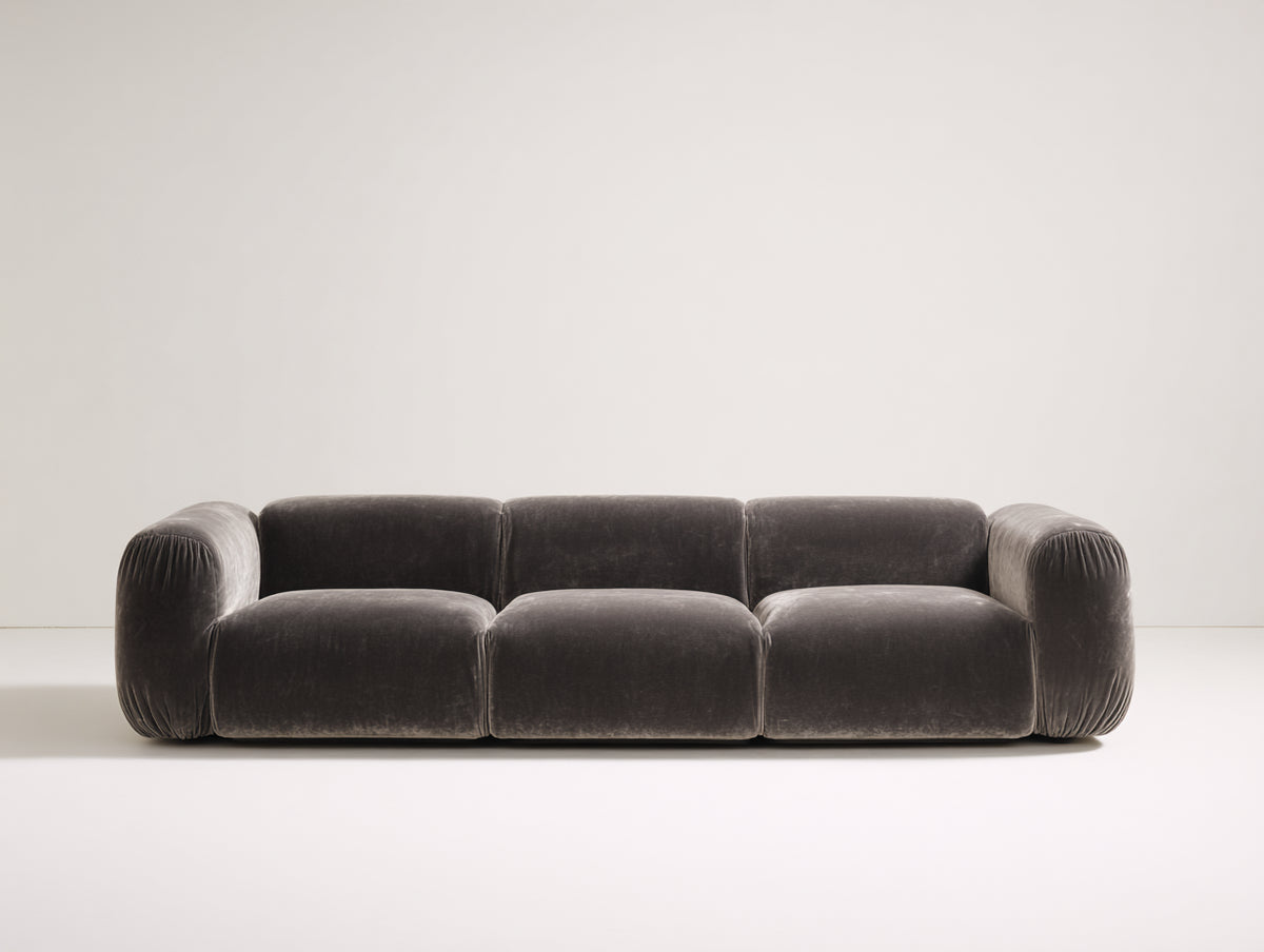 Divani a 3 posti - Velluto - 245 x 100 x 78 cm - Grigio - Stile moderno
