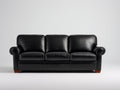 Divani a 3 posti - Pelle sintetica - 210 x 90 x 90 cm - Nero - Stile classico
