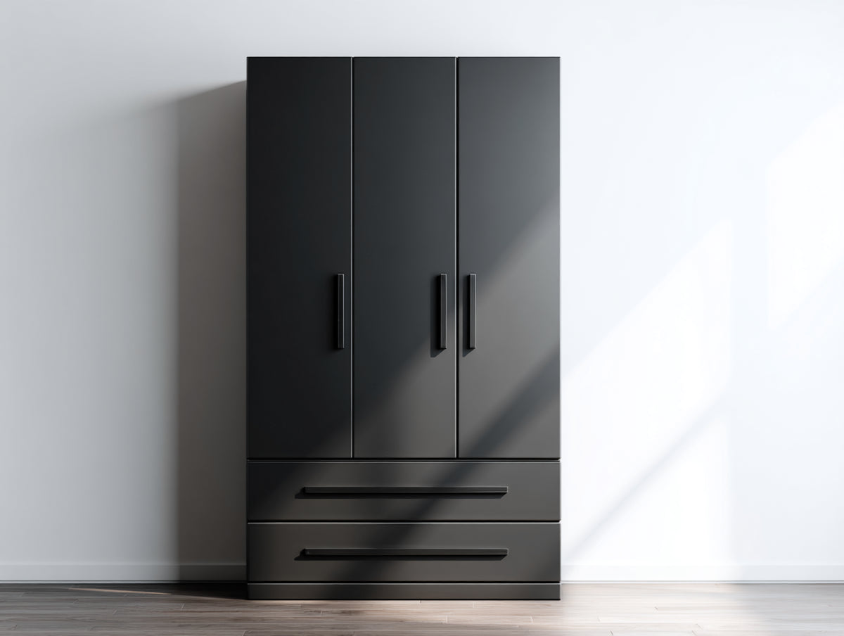 Armadio - Legno composito - 122 x 52 x 198 cm - Nero - Stile moderno