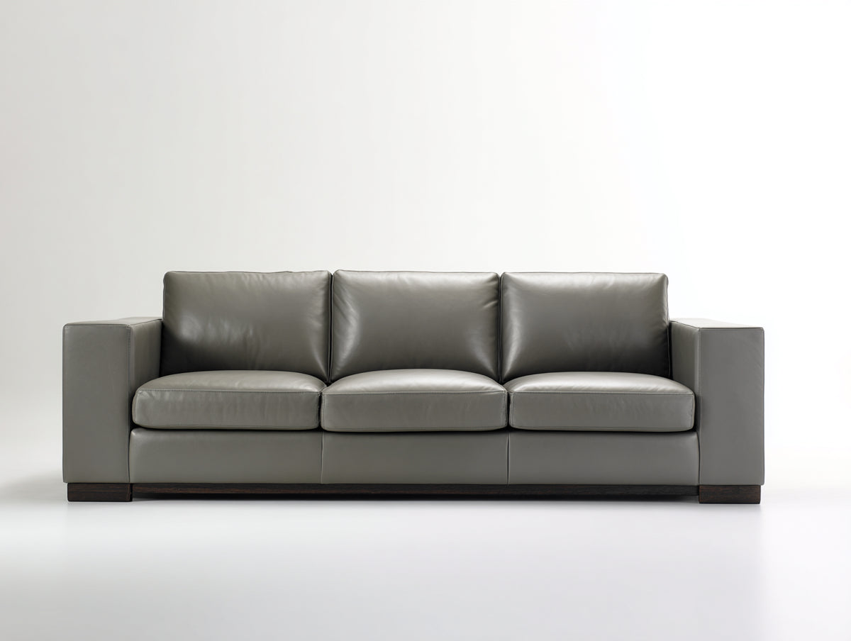 Divani a 3 posti - Pelle sintetica - 240 x 95 x 88 cm - Grigio chiaro - Stile moderno