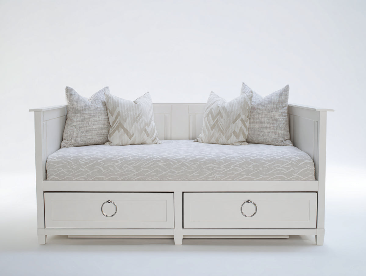 Divano letto - Legno-Tessuto - 210x98x85 cm - Bianco - Stile moderno
