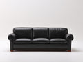 Divani a 3 posti - Effetto pelle-Legno - 215x90x85 cm - Nero - Stile classico