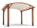 Pergola da giardino - Legno-Tessuto - 354 x 304 x 274 cm - Marrone naturale-Bianco panna - Mediterraneo