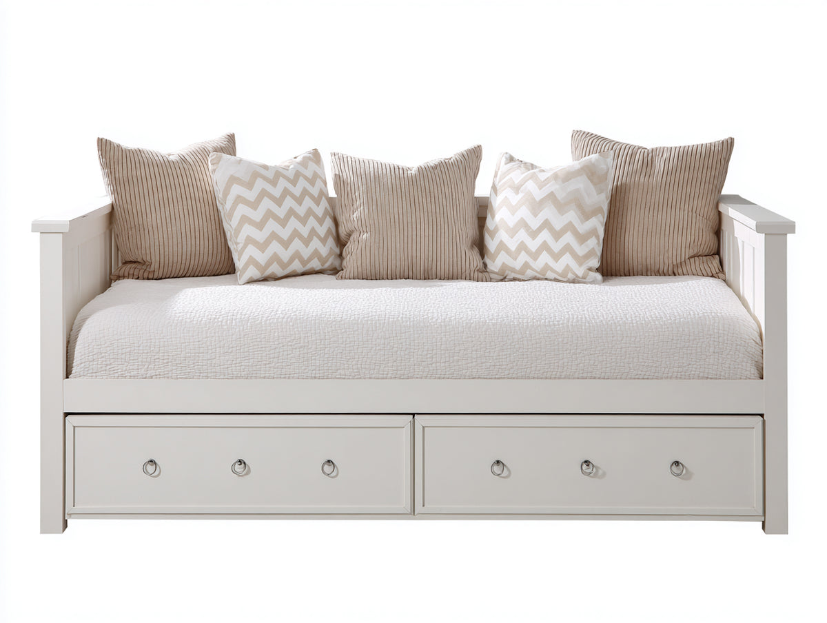 Divano letto - Legno-Tessuto - 210x98x85 cm - Bianco - Stile moderno