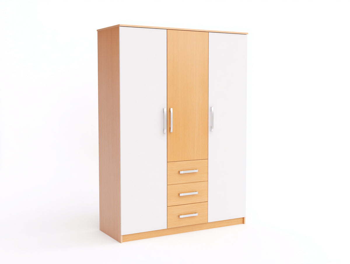Armadio - Legno - 150x52x200 cm - Rovere chiaro-Bianco - Stile moderno