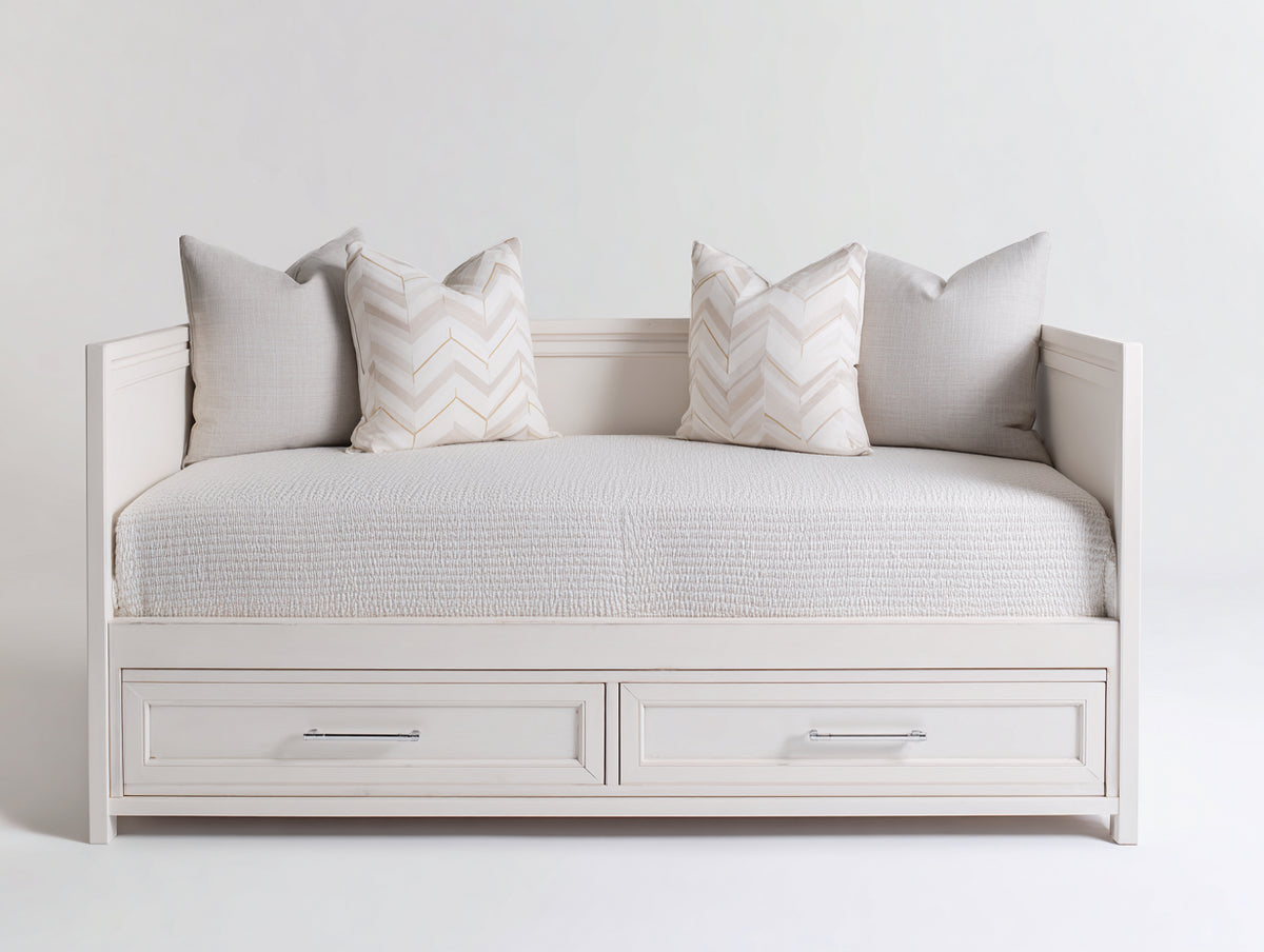 Divano letto - Legno-Tessuto - 210x98x85 cm - Bianco - Stile moderno