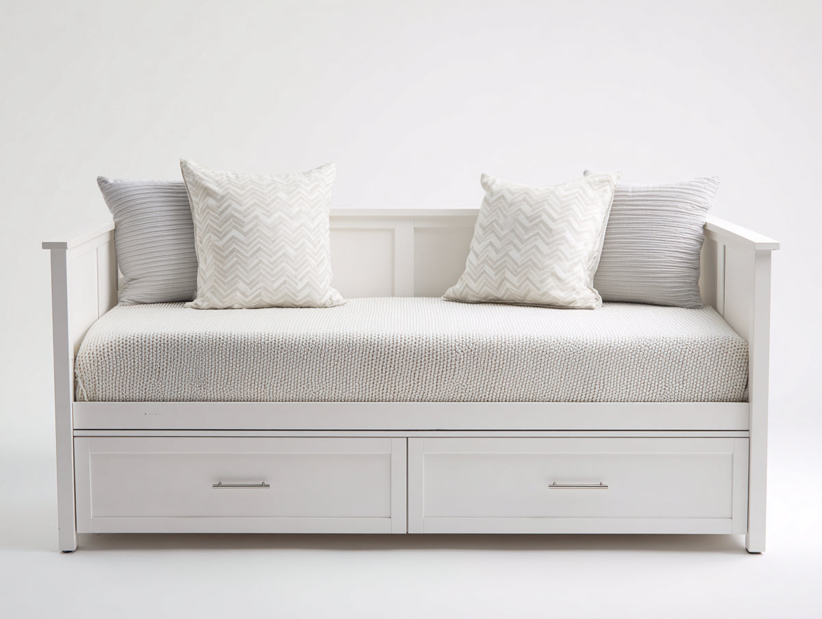 Divano letto - Legno-Tessuto - 210x98x85 cm - Bianco - Stile moderno