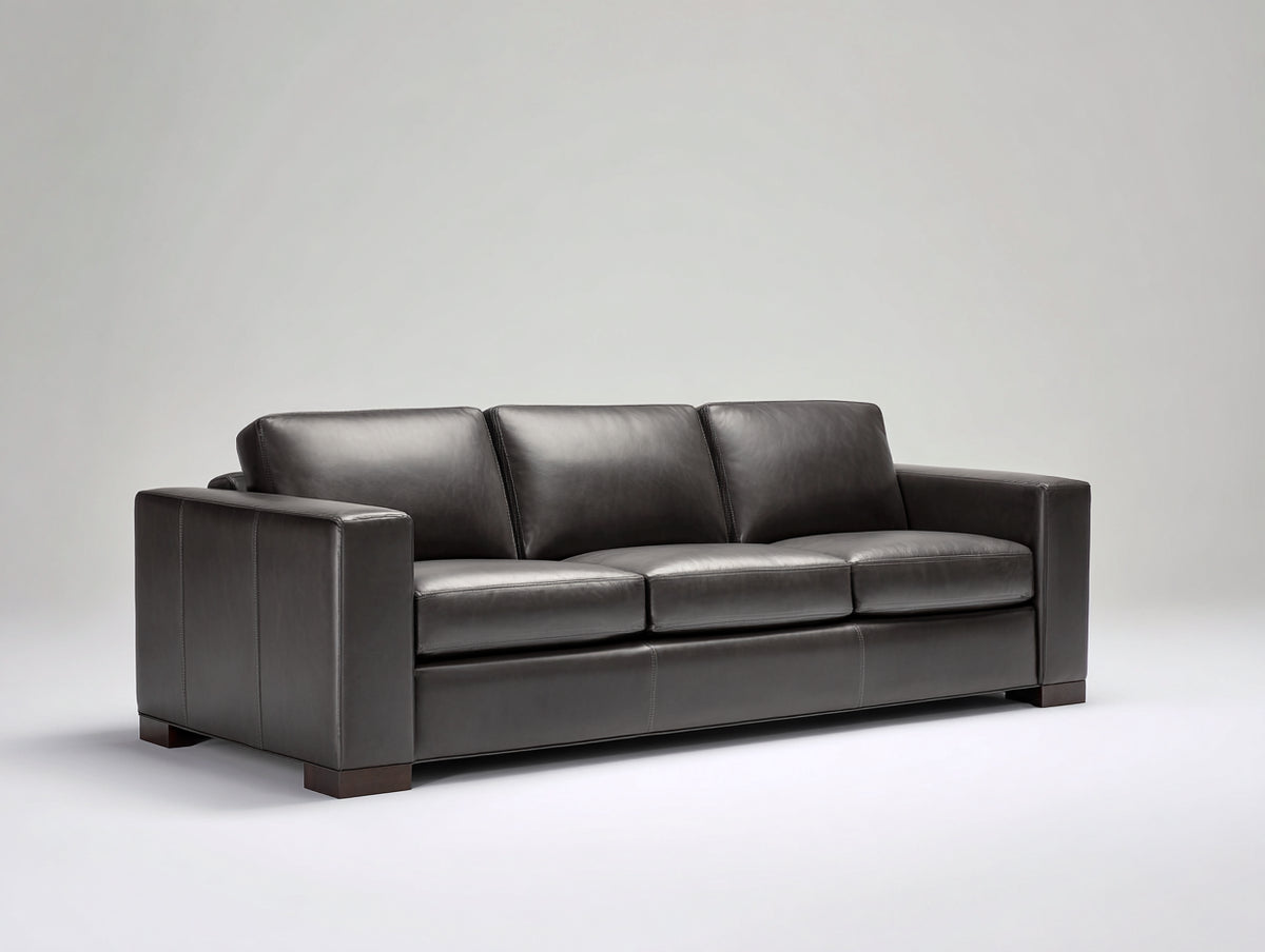 Divani a 3 posti - Pelle sintetica - 235 x 95 x 88 cm - Grigio scuro - Stile moderno