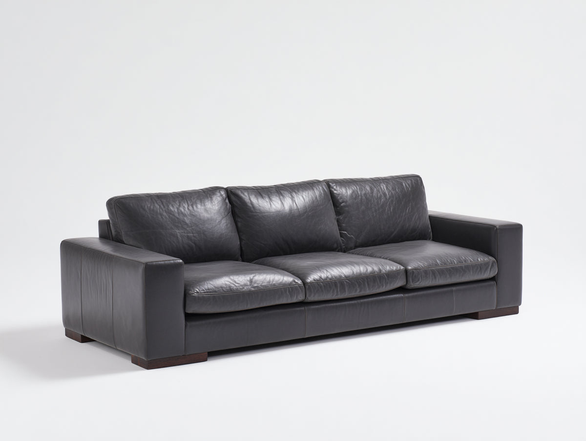 Divani a 3 posti - Pelle sintetica - 235 x 95 x 88 cm - Grigio scuro - Stile moderno