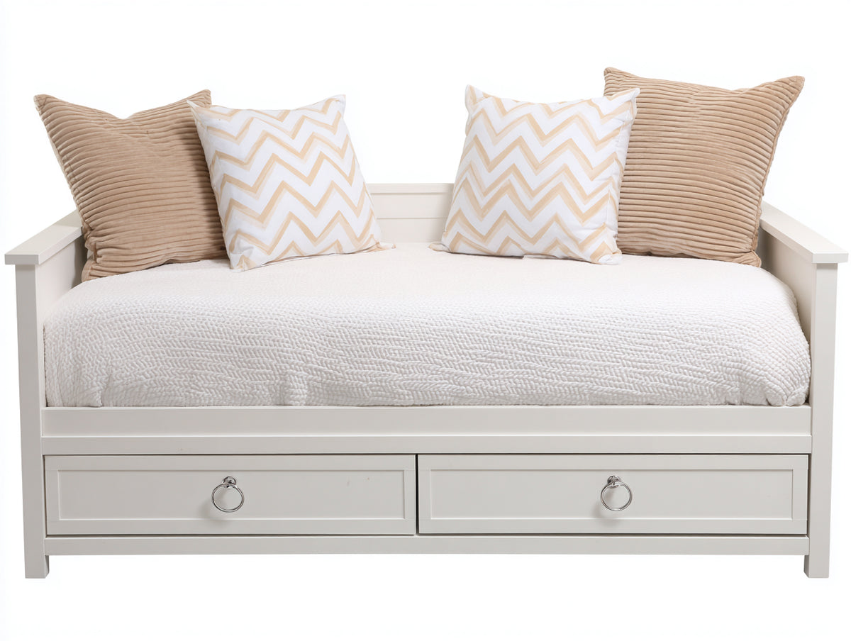 Divano letto - Legno-Tessuto - 210x98x84 cm - Bianco - Stile moderno