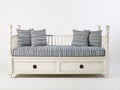 Divano letto - Legno-Tessuto - 210x98x86 cm - Bianco - Stile country