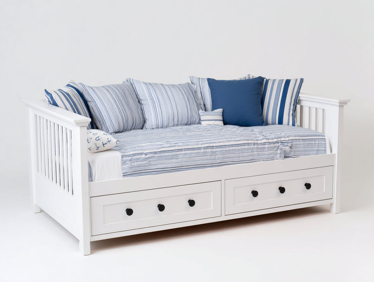Divano letto - Legno-Tessuto - 210x98x86 cm - Bianco - Stile moderno