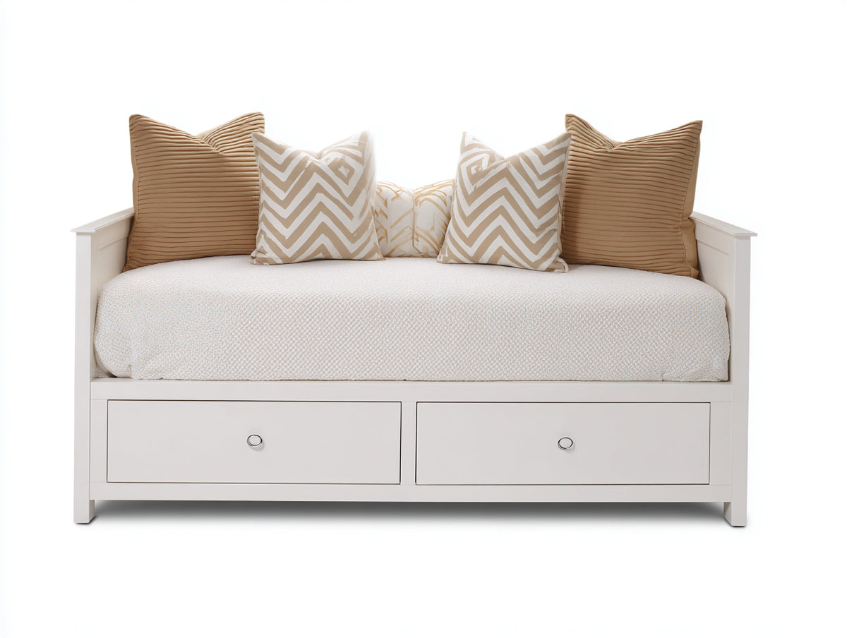 Divano letto - Legno-Tessuto - 210x98x85 cm - Bianco - Stile moderno