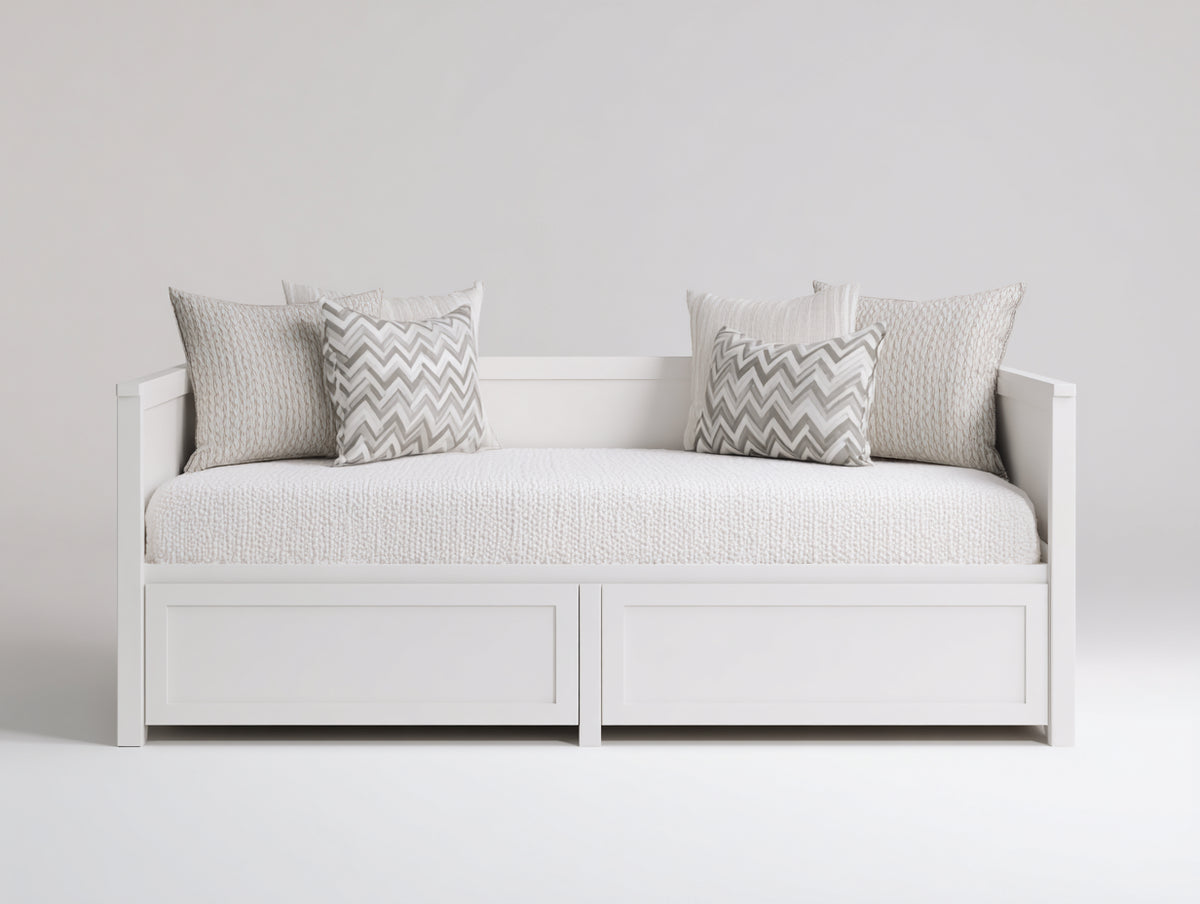 Divano letto - Legno-Tessuto - 205x96x83 cm - Bianco - Stile moderno