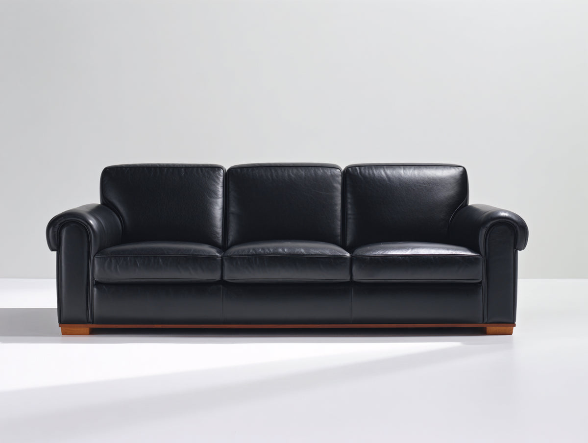 Divani a 3 posti - Pelle sintetica - 230 x 95 x 88 cm - Nero - Stile moderno