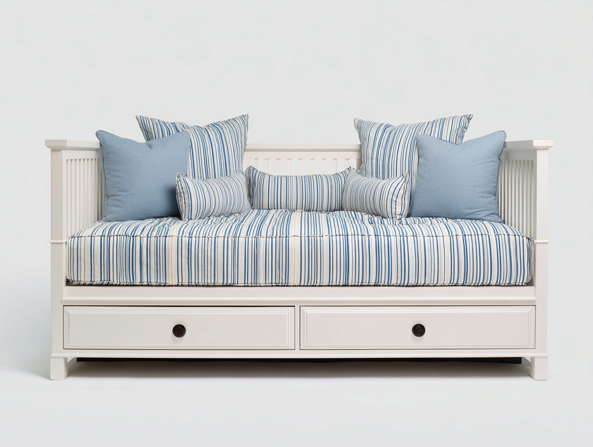 Divano letto - Legno-Tessuto - 210x98x85 cm - Bianco - Stile moderno