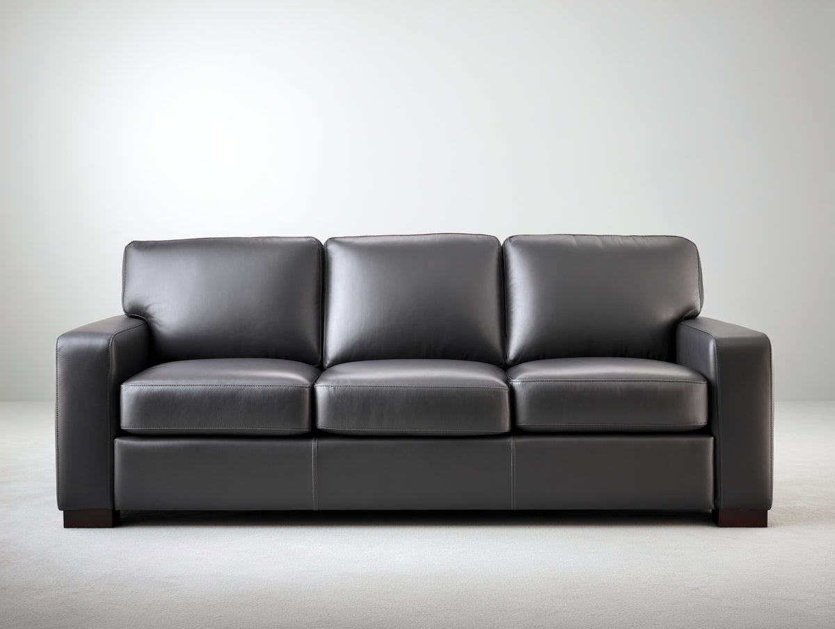 Divani a 3 posti - Pelle sintetica - 240 x 95 x 88 cm - Grigio scuro - Stile moderno