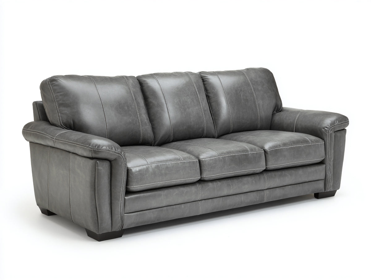 Divani a 3 posti - Pelle sintetica - 225 x 95 x 90 cm - Grigio - Stile moderno
