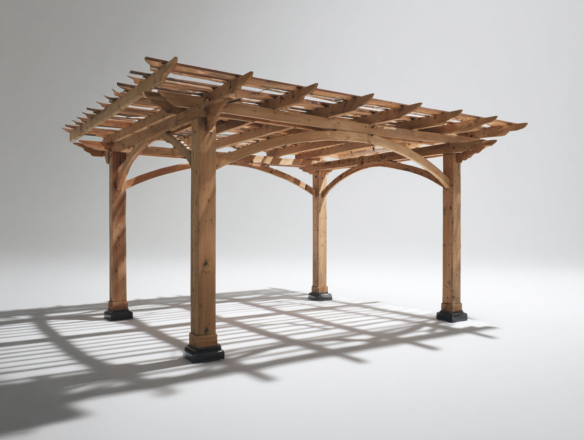 Pergola da giardino - Legno - 400 x 300 x 270 cm - Marrone naturale - Rustico