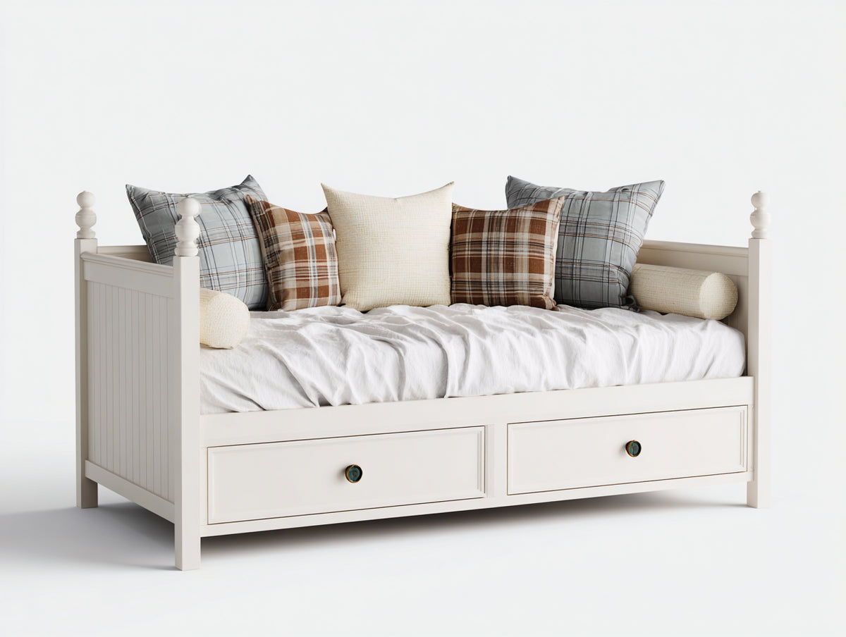 Divano letto - Legno - 205x96x80 cm - Bianco - Stile classico