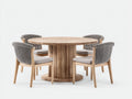 Set da pranzo da esterno - Legno-Corda-Tessuto - 120x120x76 cm - Legno naturale-Grigio-Beige - Stile contemporaneo