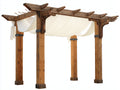 Pergola da giardino - Legno-Tessuto - 368 x 294 x 262 cm - Marrone noce-Avorio - Rustico