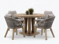 Set da pranzo da esterno - Legno-Corda-Tessuto - 130x130x76 cm - Legno naturale-Tortora-Grigio chiaro - Stile contemporaneo