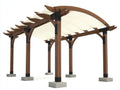 Pergola da giardino - Legno-Tessuto - 458 x 326 x 288 cm - Marrone noce-Avorio - Rustico