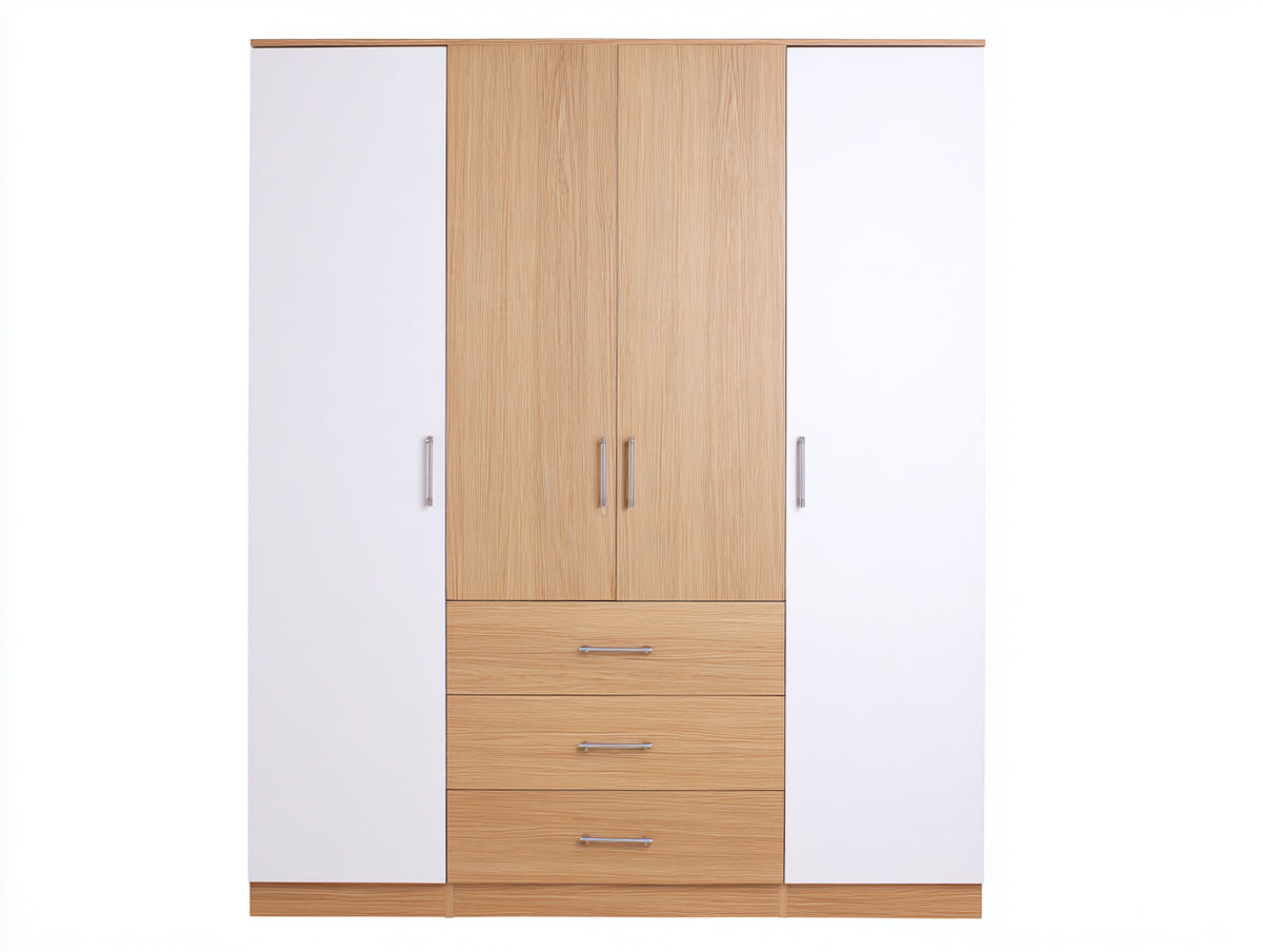 Armadio - Legno - 180x52x200 cm - Rovere chiaro-Bianco - Stile moderno