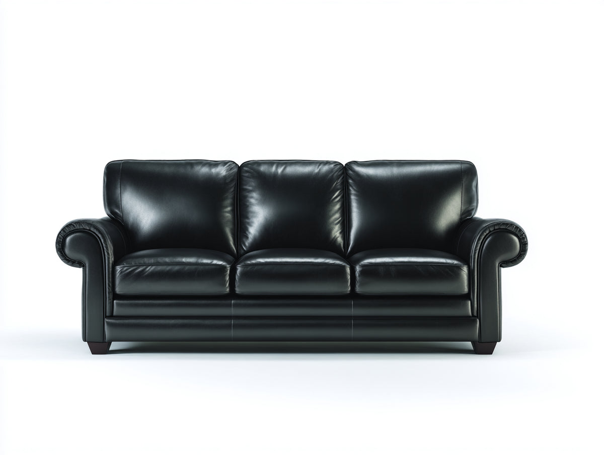 Divani a 3 posti - Pelle sintetica - 235 x 92 x 90 cm - Nero - Stile moderno