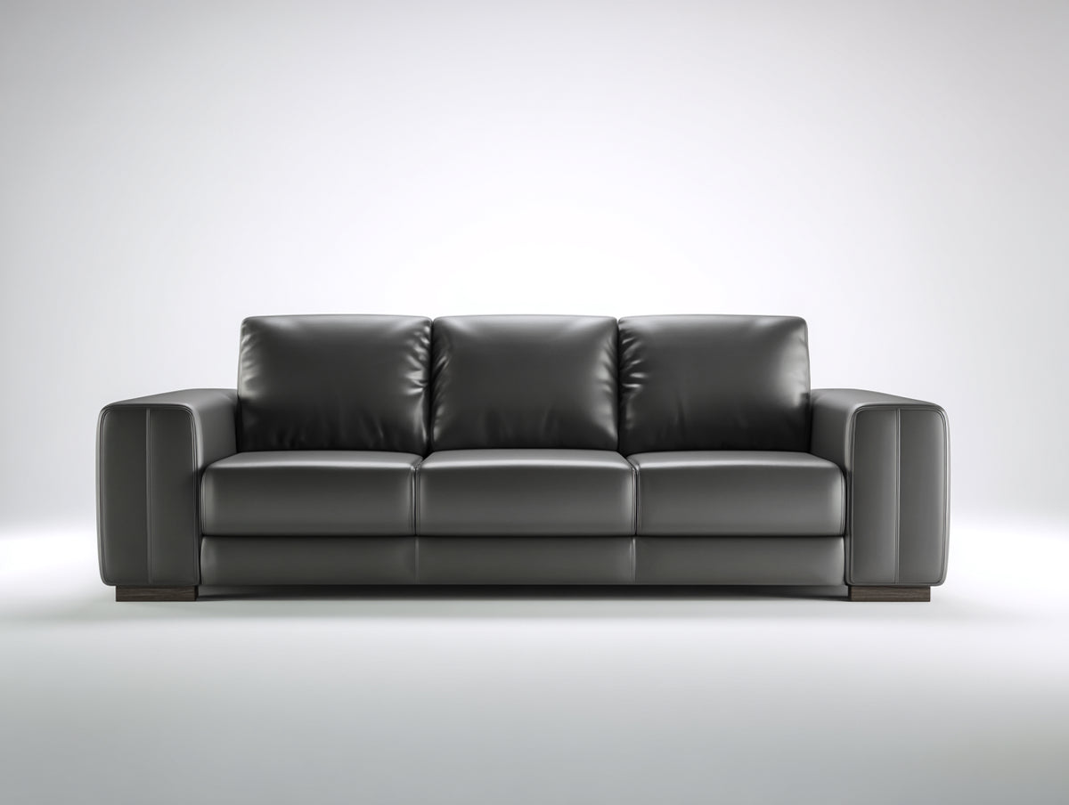 Divani a 3 posti - Pelle sintetica - 240 x 95 x 88 cm - Grigio scuro - Stile moderno